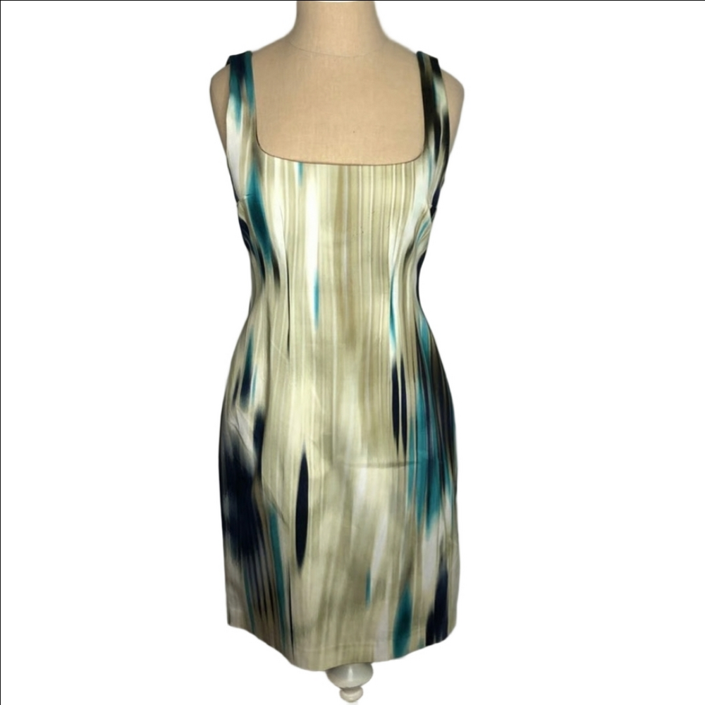 Elie Tahari Blue and Cream Backless Dress - Picture 2 of 9